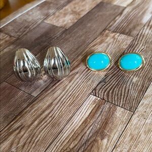 Silver and Turquoise Earrings Set